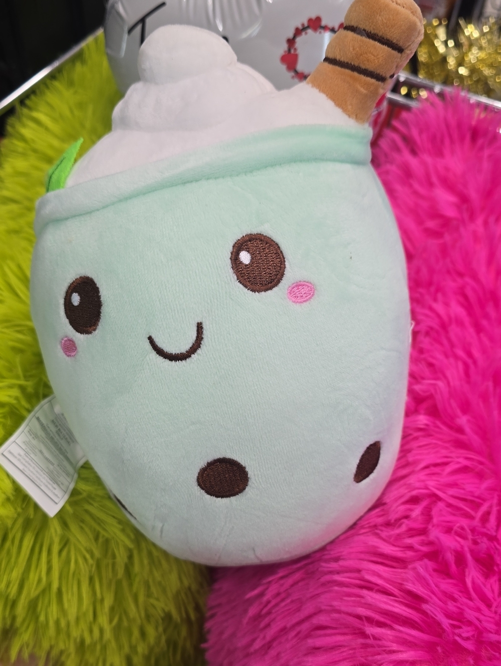 Mint Green Kids Plush Bubble Tea Toy - Soft Cute Character